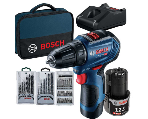 Акумуляторний дриль-шурупокрут Bosch GSR 12V-30 + набір оснащення