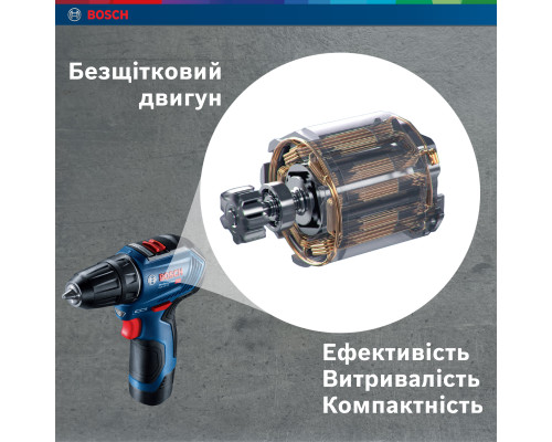 Шуруповерт аккумуляторный GSR 12V-30 12V, 2x2.0A, 30Нм // BOSCH