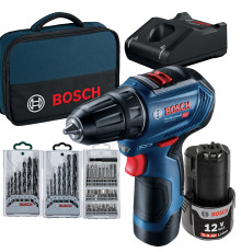 Акумуляторний дриль-шурупокрут Bosch GSR 12V-30 + набір оснащення